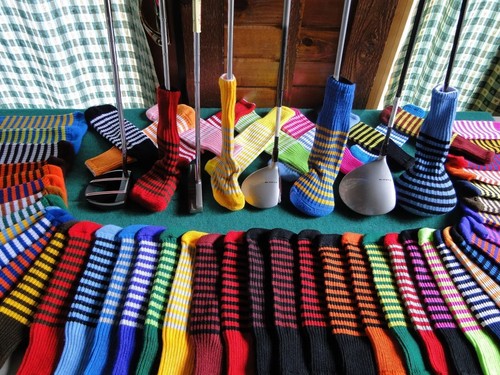 Knitted zebra style golf club - knitted,